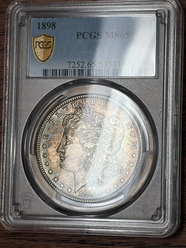 1898 Morgan Silver Dollar PCGS MS65 STUNNING RAINBOW TONER Just Back From PCGS