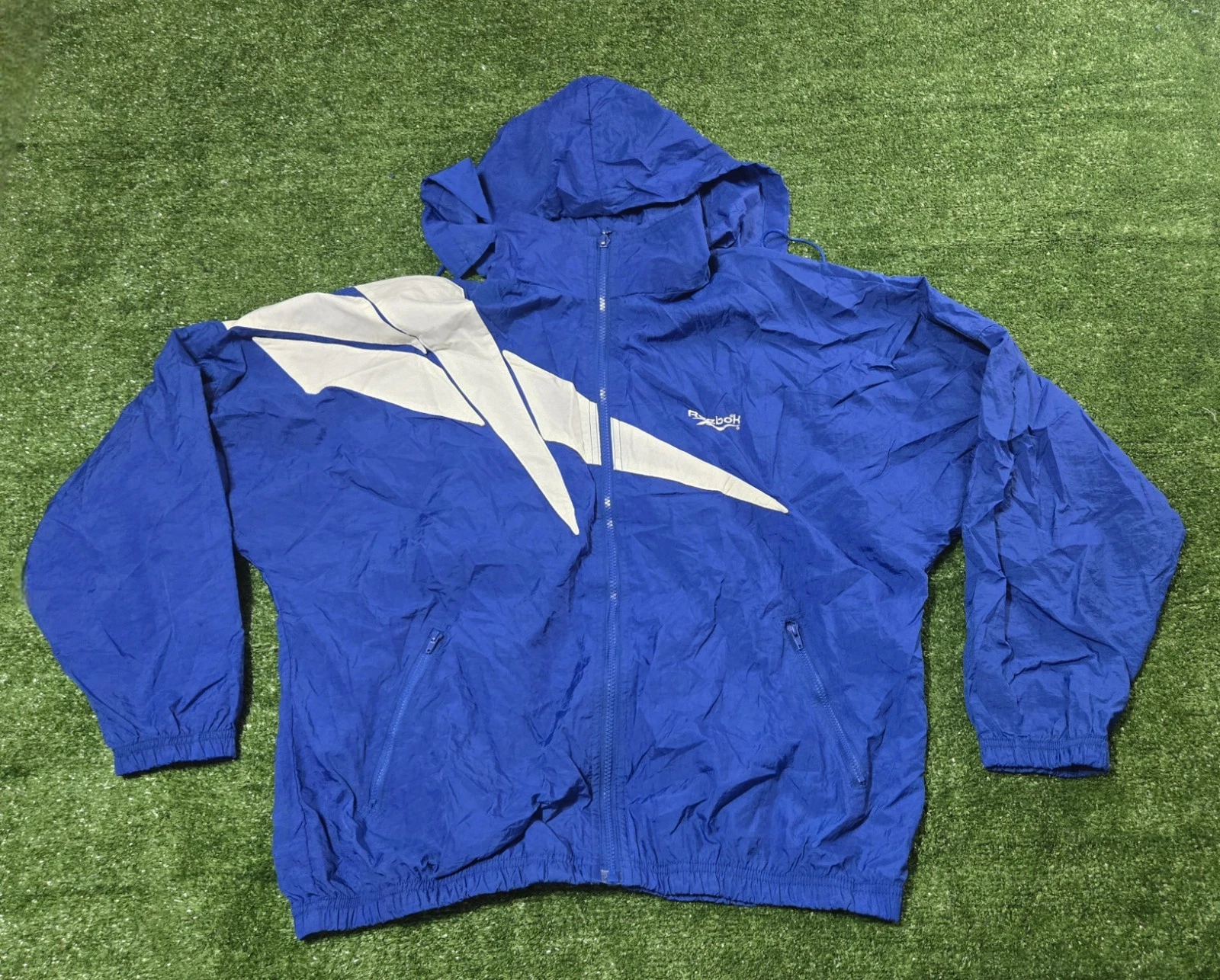 Vintage Reebok Windbreaker With Hide Away Hood Medium