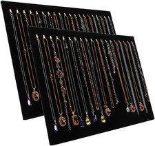 Upgraded 15.7"X13" 20 Hooks Velvet Necklace Jewelry Organizer/Tray/Pad/Showcase/