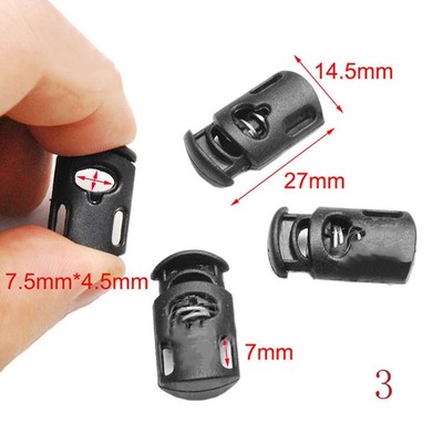 Schwarze Einloch-Schnurverschlussstopper 100 Stück Packung sicherer Griff & einfache Einstellung