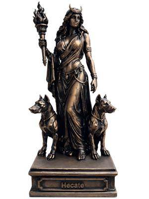 Hekate Statue 24cm Bronze   Antike Göttin Skulptur Deko Figur