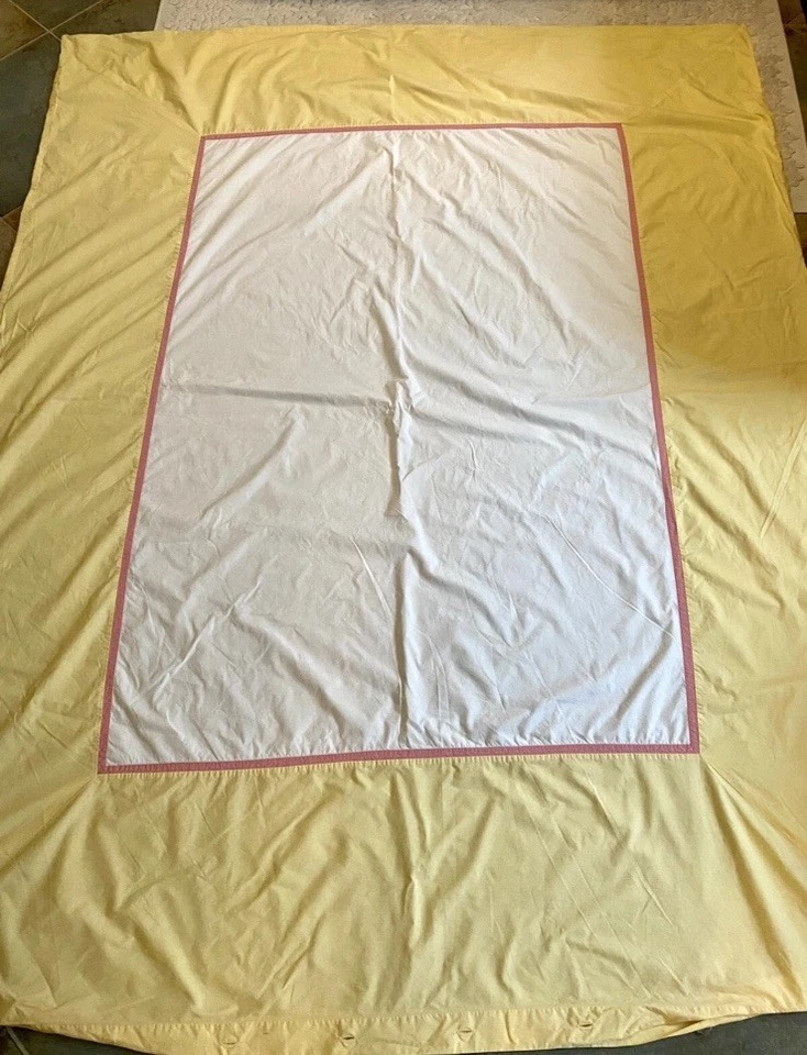 "Edredón Pottery Barn Kids algodón orgánico completo queen amarillo rosa blanco 90"" x 88""" Foto 2 de 4