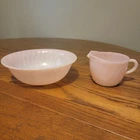 Vintage 1950s Fire King Pink Swirl Creamer & 7" Serving Bowl