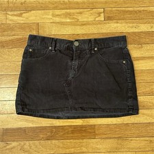 Vintage Y2K Gap Women's Black Corduroy Mini Skirt Short Button Closure Size 25/0