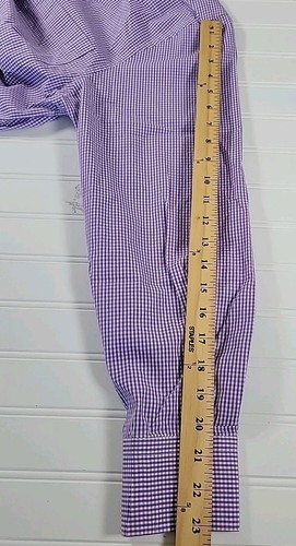 Peter Millar Men's Purple Checkered Button DOWN Cotton Dress Shirt SIZE MEDIUM - Picture 7 of 9