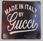 Vintage Italian GUCCI White on Black  Advertising Enamel Tin Sign #2
