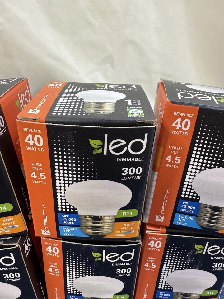 6 R14 LED Light Bulb 4.5W 40W Equivalent Dimmable 300 Lumens 3000k Soft White - Image 3 of 4