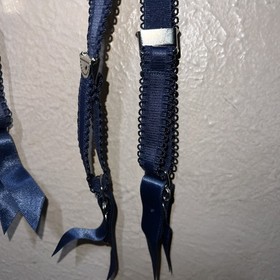 2 Piece Dita Von Teese Lingerie Set - Blue Bra , Garter Belt - Pinup Lace Strap