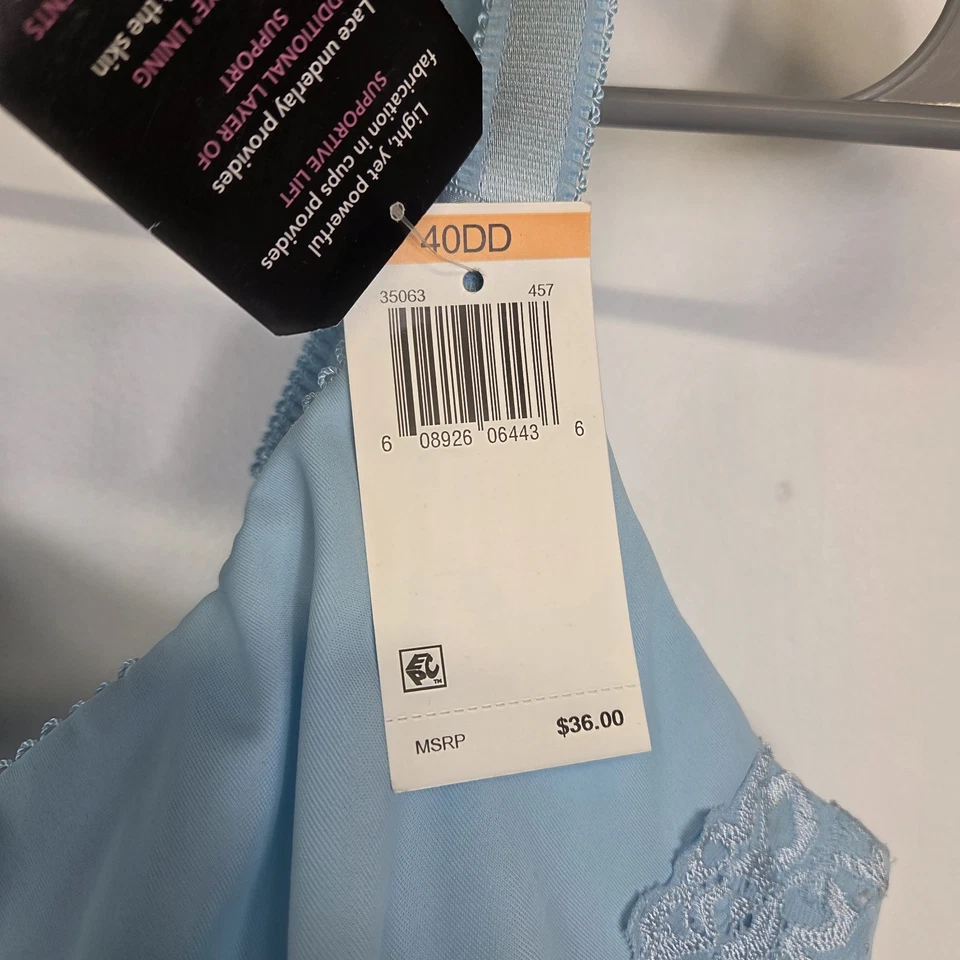 Sujetador elevador de lujo azul Olga 40DD con aros de encaje a juego #35063 Foto 3 de 4