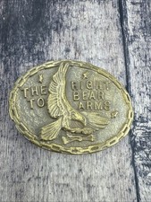 Vintage Belt Buckle Article 2 The Right to Bear Arms Brass 1980's Eagle USA