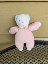 Eden Pink Teddy Bear Velour 5'' Rattle Yellow Bow