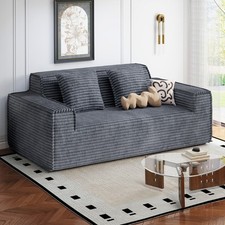 2Seater Boneless Sofa Deep Seat, Comfy Corduroy Cloud Sofa, No Assembly Required