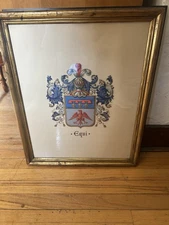 Tiffany & Co Equi Coat of Arms Vintage Framed Art 24x19.5 Heraldic Crest