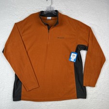 NWT Columbia Pine Ridge Half Zip Fleece Pullover Orange Gray Men  s 2XL