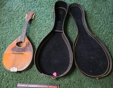 24 3/4" tall 8 String Mahogany back Flat-Back Mandolin with Case, Unbranded