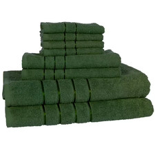 8-Piece Green 100 Cotton Plush Bath Towel Set