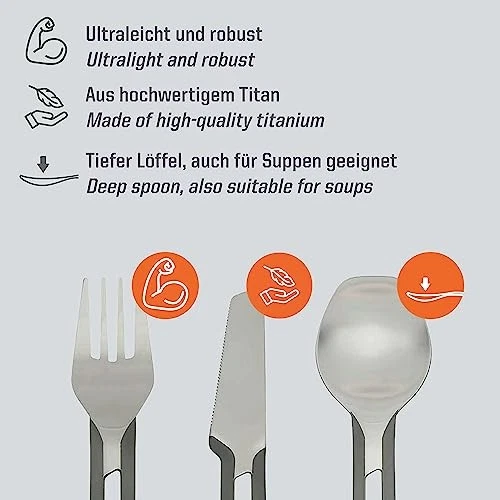 Esbit Ultra Lightweight Titanium Cutlery 3 Piece Set with Fork  Spoon and Knife - Image 2 of 4