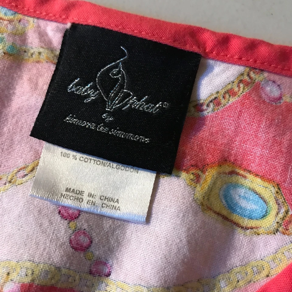 Baby Phat Women's Scrub Top SizeXL Pink Pockets Pull-Over 100% Cotton Cap Sleeve - Image 3 of 4