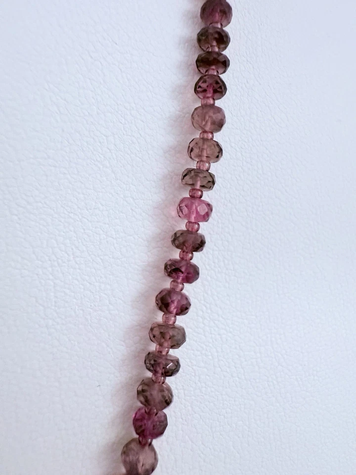 "Collar de cuentas facetadas graduadas turmalina rubelita 14k GF AAA 24""" Foto 4 de 4