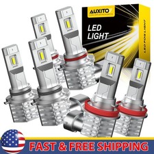AUXITO 9005 9006 H11 Headlight LED Bulbs High Low Beam Bright White 6500K 2/4X