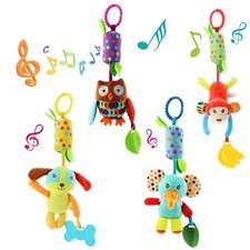 Baby Hanging Rattle Toys - Soft Crinkle Squeaky Plush for Infants, Crib