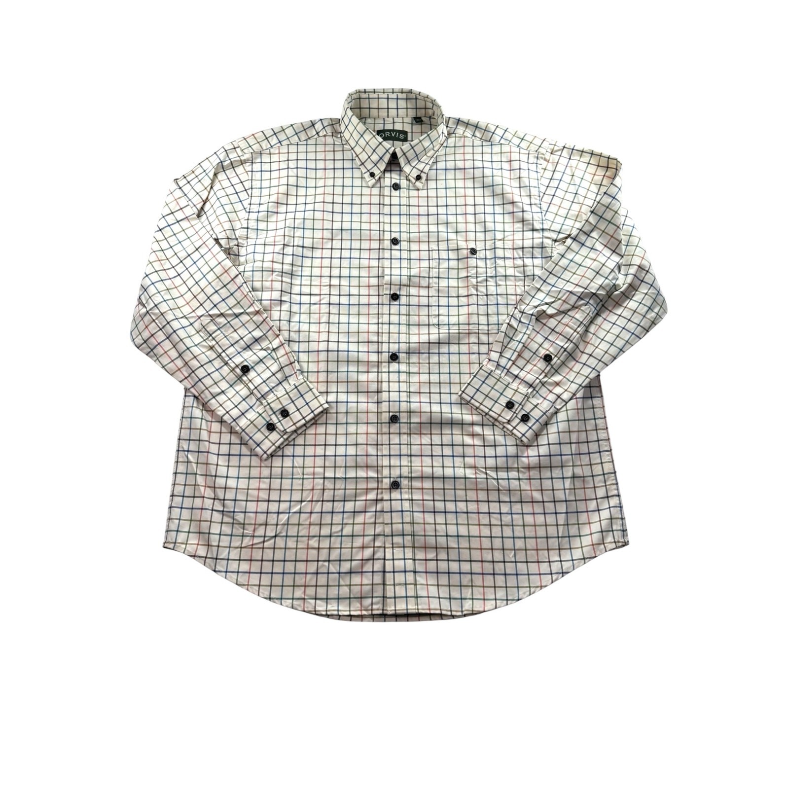 Orvis Plaid Button Down Long Sleeve Shirt Mens XL Cotton Classic Business Hunt