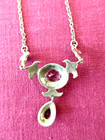 NECKLACE sterling Silver Marcasite Amethyst Ladies Large Drop Pendant — photo 3