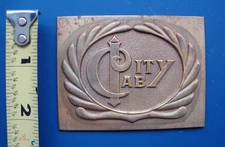 Vintage 1940's City Cab Taxi Company Metal Logo Badge Emblem 3" x 2 1/4"