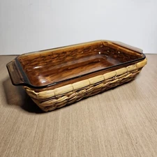1.5 Qt. Anchor Hocking Harvest Amber Basket Buffet Utility Dish With Box 