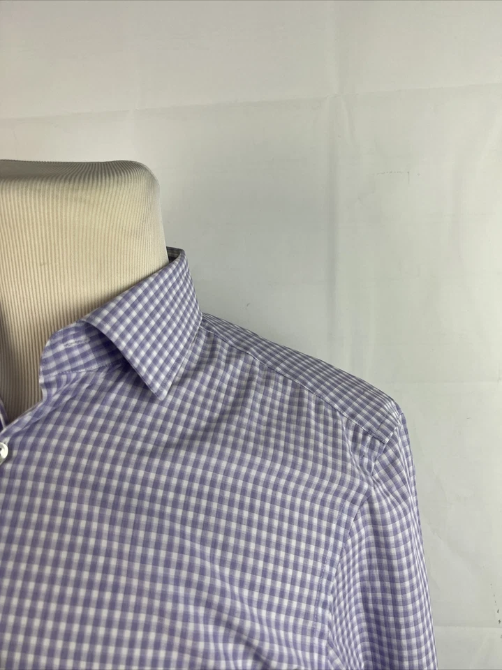 Camisa de vestir a cuadros morada Hugo Boss para hombre 15 - 32/33 $195 Foto 2 de 4