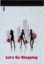 100 10x13 Lets Go Shopping Designer Poly Mailers Envelopes Boutique Custom Bags