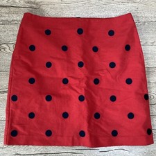BODEN  Polka dot Red Lined Skirt Zip Cotton Blend  Sz 14
