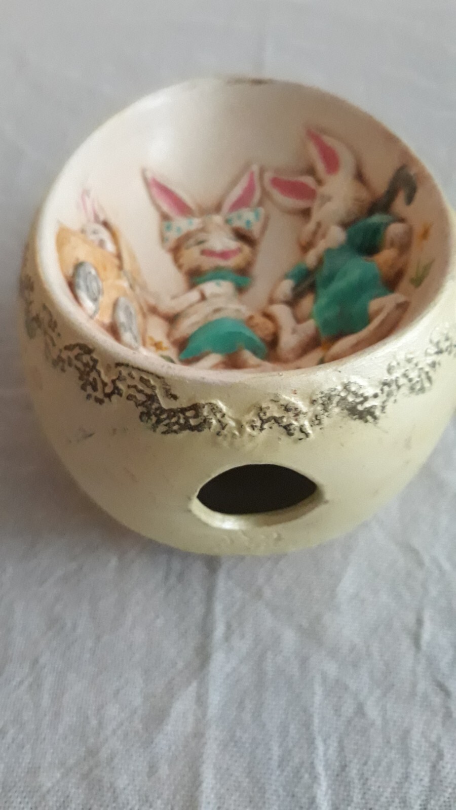 Vintage 1976 Byron Molds Ceramic Easter Egg Cute Bunny Rabbit Family Baby Chick
