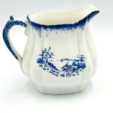 Delf Blue Semi Vitreous Canton China Milk Pitcher Antique Cottage Core Retro