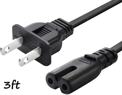 #ad #ad AC 2 Prong Power Cord 3FT Standard 2 Slot Power Cable Replacement $5.79