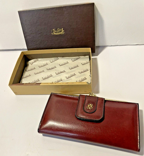 Vintage Di Lido woman's red leather wallet in original box NOS