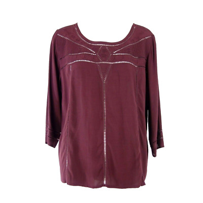 Bluse Rot REPEAT by Dtml Damen Tunika Größe EU 36 Weinrot Lochspitze Viskose Neu