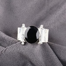 Black Onyx Gemstone 925 Sterling Silver Ring Handmade Jewelry Ring For Gift