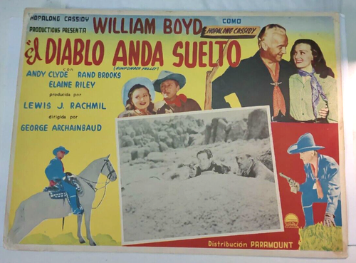 ~Vintage Mexican Movie Lobby Card Hopalong Cassidy Set of 3~1940's~Original~ - Picture 3 of 5