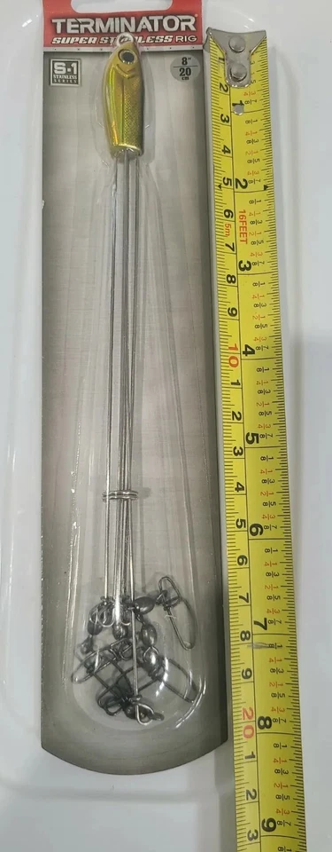 Plataforma de paraguas Terminator 8" 5 alambre de acero inoxidable cabeza de sábalo siner dorado 1/4 oz Foto 3 de 4