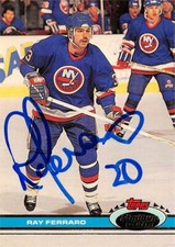 Ray Ferraro autographed Hockey Card (Islanders) 1991 Topps Stadium Club #3