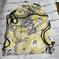 Thirty One Cinch Sac Nylon Drawstring Yellow Floral Sports Backpack