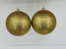 NEW 6 Gold Glitter Shatterproof Christmas Ornament Set of 2