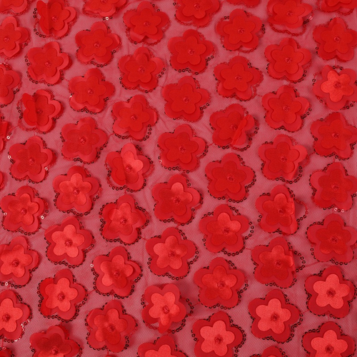Mesh Floral 3D Flower Sequin Material Fabric Shiny Embroidery DIY Clothes - Picture 12 of 19