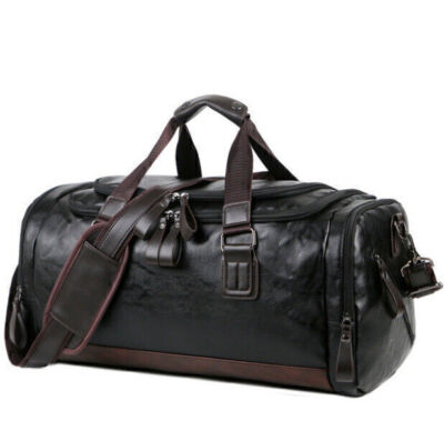 XXL Reisetasche Leder Weekender Sporttasche Schulter Tasche Herren Schwarz DE