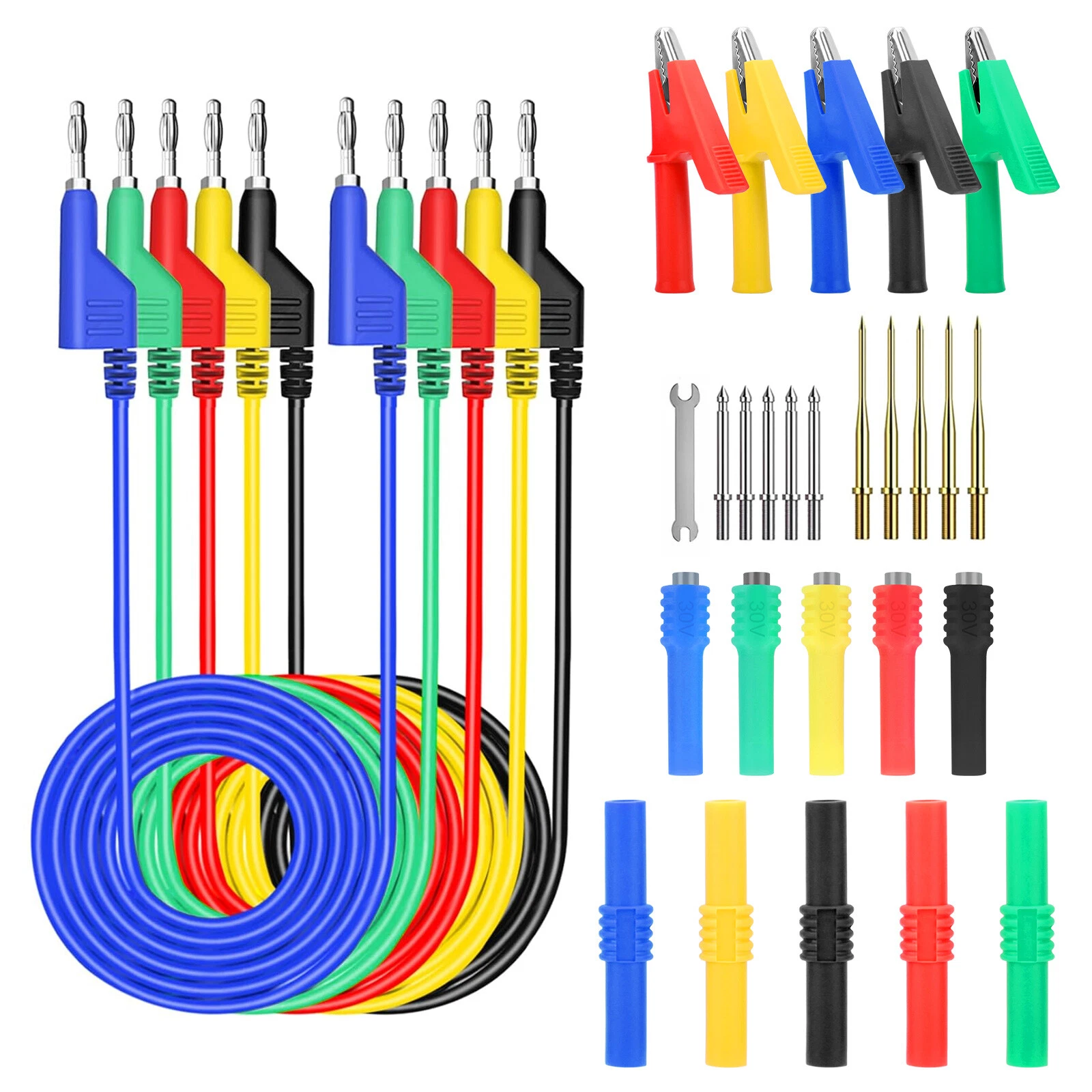 30pcs Automotive Multimeter Test Lead Kit 4mm Banana Plug Alligator Clip Probe