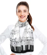 CBC CROWN Music Note & Piano Theme Lightweight, Silk-Feeling Fashion Scarf