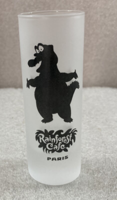 Rainforest Cafe Paris frosted double shot glass...alligator silhouette 