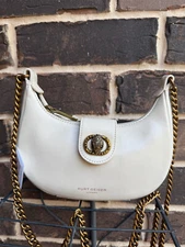NWT Kurt Geiger London Small Chelsea Chain Strap Hobo Crossbody Bag Bone white