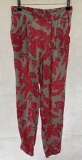 trousers h m size 8 L27 pink floral viscose tapered summer womens